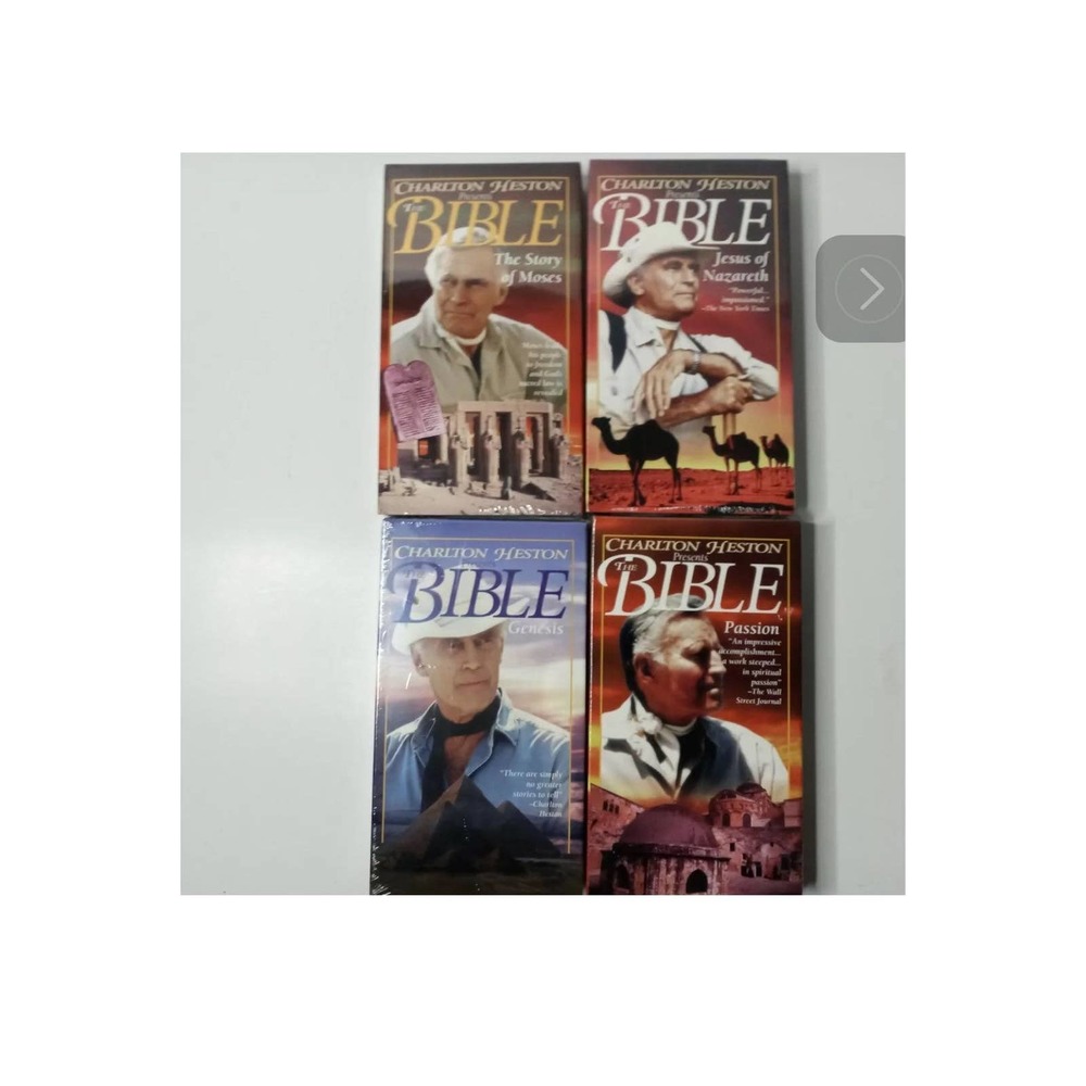New Sealed VHS Tapes x 4 Charlton Heston Presents the Bible Documentary Drama